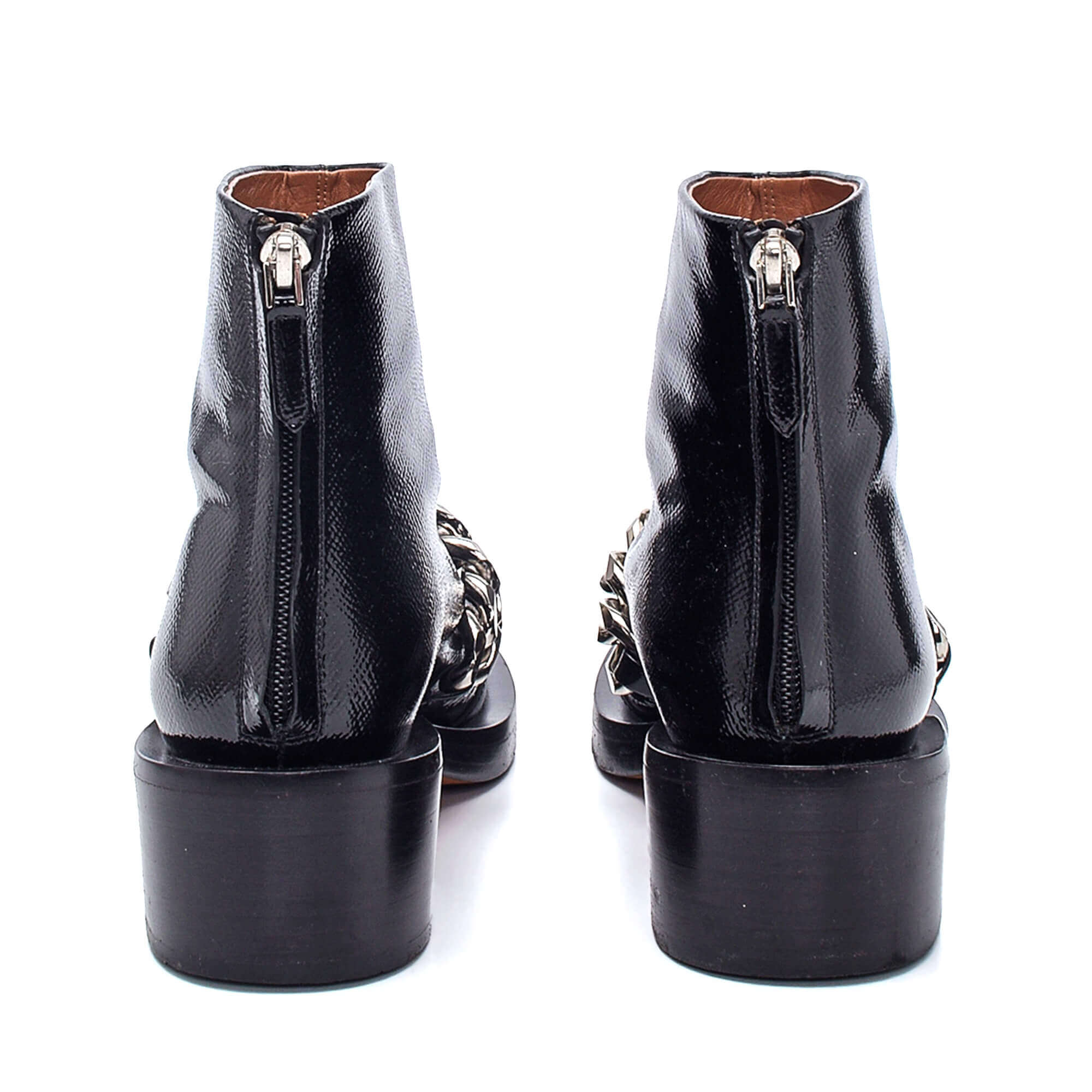 Givenchy - Black Patent Leather Chain Link Laura Ankle Boots